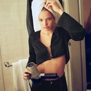 Zara satin effect metal piercing detail crop top Size XS